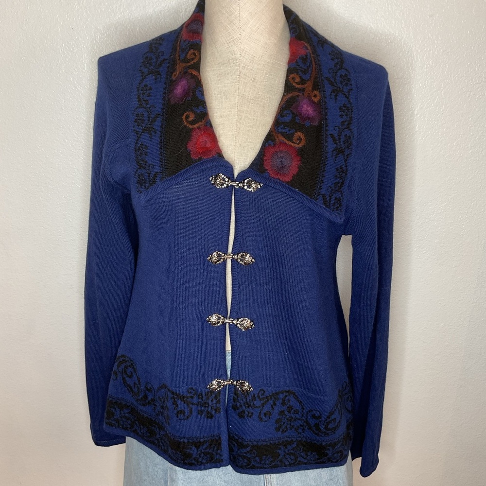 Caamano Peruvian Alpaca Embroidered Cardigan Sweater